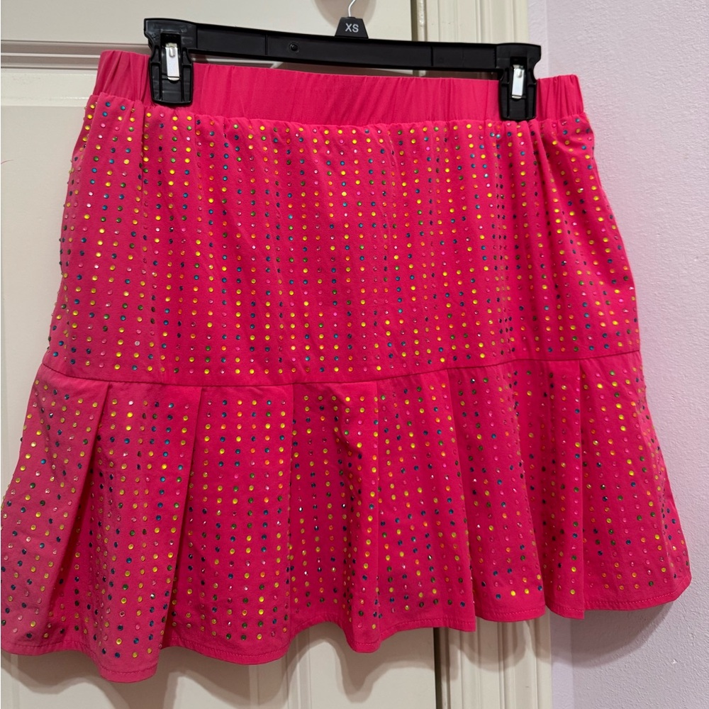 QUEEN OF SPARKLES Pink Sequin Mini Skater Skirt